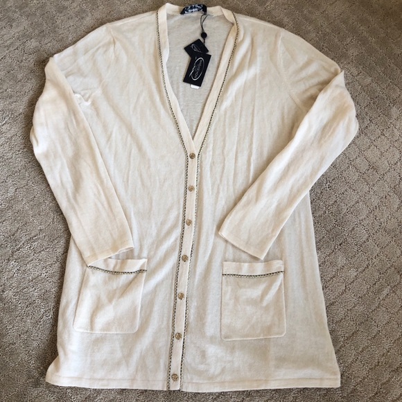 ⬇️Magaschoni cashmere cardiganset metallictrim NEW - Picture 4 of 8